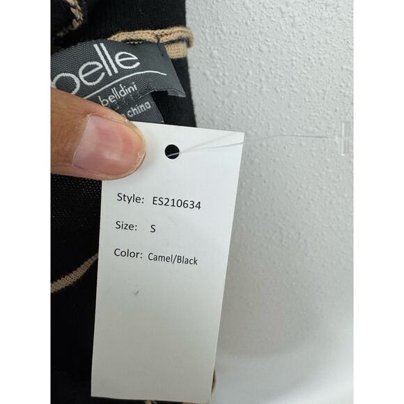 Belle by Belldini Camel Black Striped Hooded Knit Sweater | Size S - Picture 8 of 8